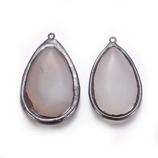 

PandaHall Natural Agate Pendants, with Brass Findings, teardrop, Gunmetal, 47~53x26~32x6mm, Hole: 1.8mm Natural Agate Teardrop