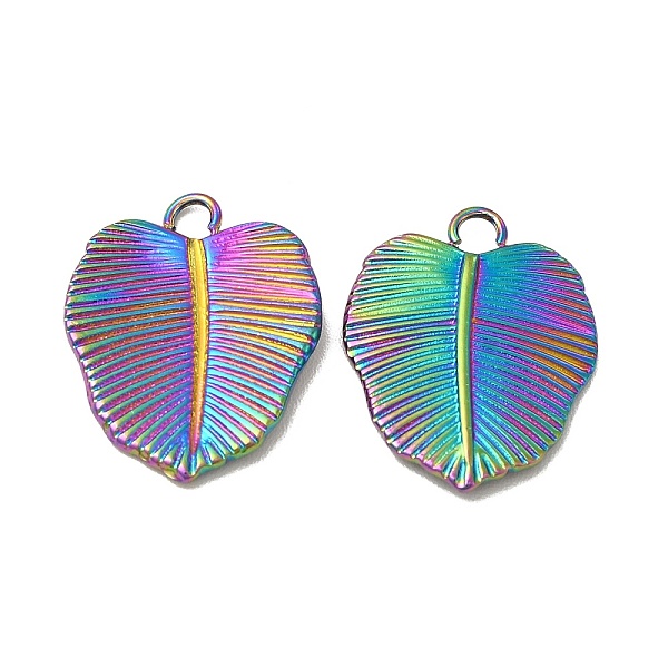 

PandaHall Ion Plating(IP) 304 Stainless Steel Pendants, Leaf Charm, Rainbow Color, 18x14x2mm, Hole: 2mm 304 Stainless Steel Leaf