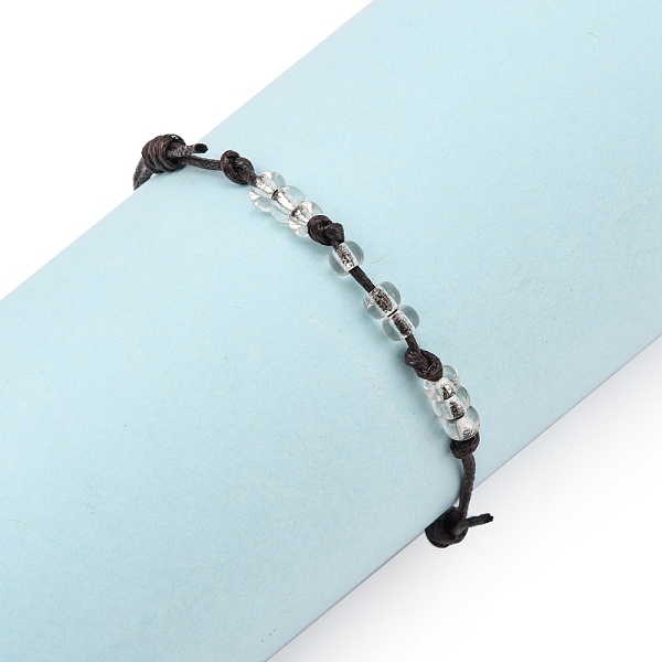 

PandaHall Adjustable Waxed Cotton Cord Bracelets, with Glass Seed Beads, Coconut Brown, 10 inch(25.4cm) Waxed Cord