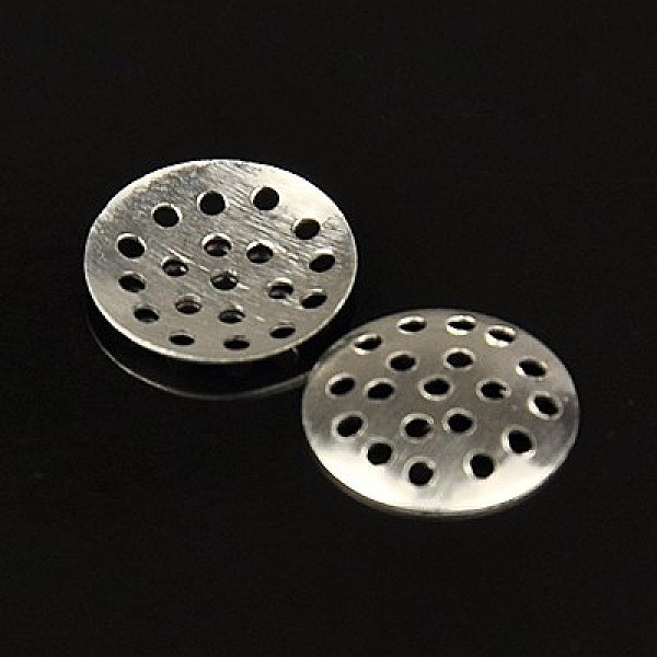 

PandaHall Aluminum Finger Ring/Brooch Sieve Findings, Perforated Disc Settings, Platinum, about 12mm in diameter, 2mm thick, hole: 1mm...