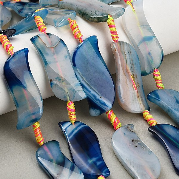 Brins de perles d'agate naturelles teintées et chauffées