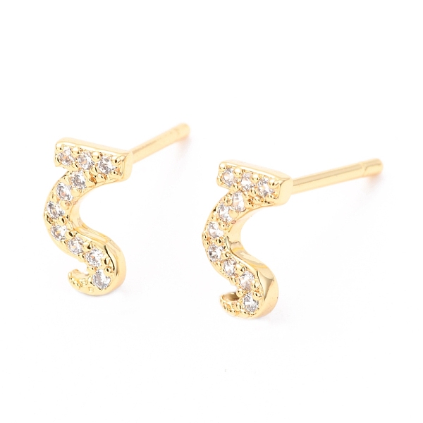 

PandaHall Brass Micro Pave Clear Cubic Zirconia Stud Earrings, Greek Alphabet, Real 18k Gold Plated, Letter.Z, 8.5x5x1.7mm, Pin: 0.9mm Cubic...