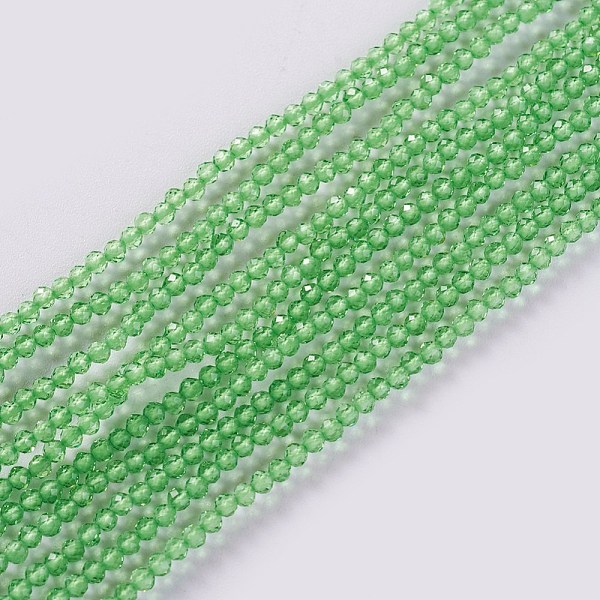 

PandaHall Glass Beads Strands, Faceted, Round, Lawn Green, 2x2mm, Hole: 0.4mm, about 193~197pcs/strand, 14.17 inch~15.51 inch(36~39.4cm)...