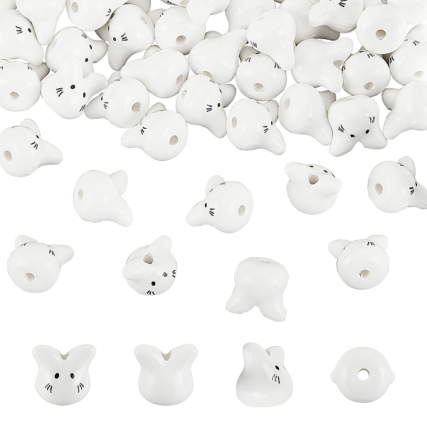 

PandaHall OLYCRAFT 50pcs Totoro Porcelain Bead Mini Cat Porcelain Spacer Beads White Cat Loose Beads Charms Ceramic Beads for Jewelry Making...