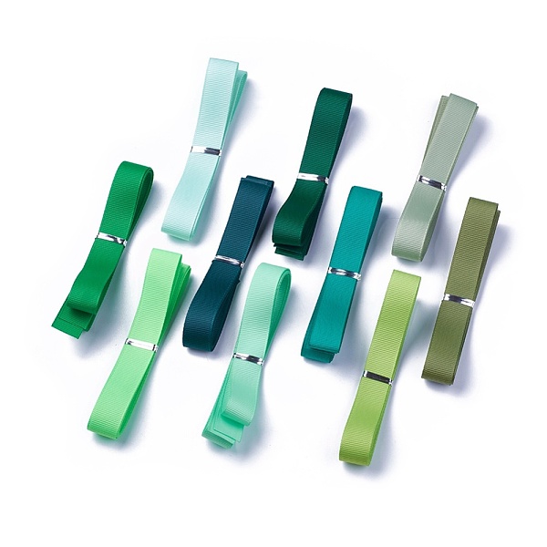 

PandaHall Grosgrain Ribbons, Polyester Ribbons, Green Series, Mixed Color, 5/8 inch(16mm), about 1yard/strand(0.9144m/strand) Polyester None..., Multicolor