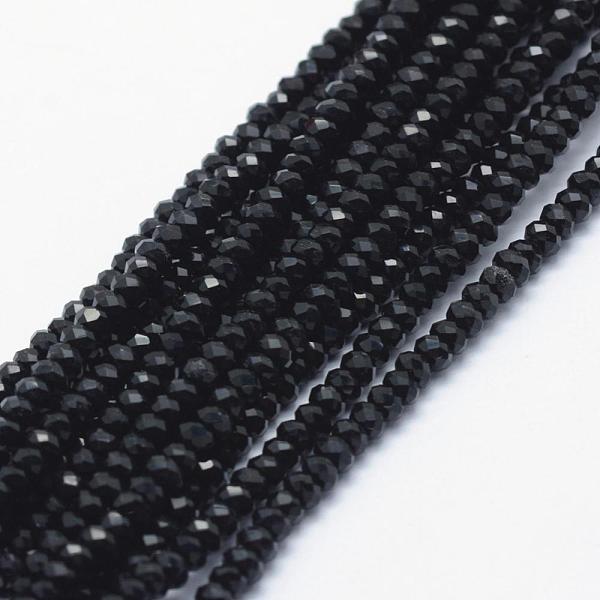 

PandaHall Opaque Glass Beads Strands, Faceted, Rondelle, Black, 2.5x1.5mm, Hole: 0.5mm,about 150~155pcs/strand, 32~33cm Glass Rondelle Black