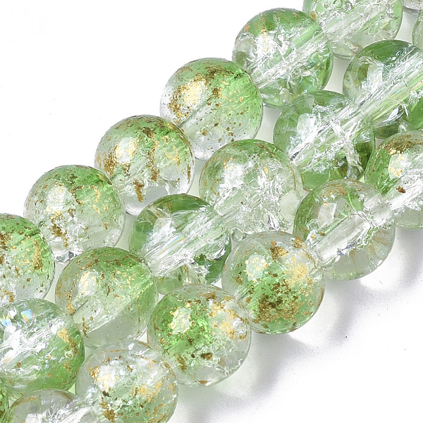 

PandaHall Transparent Spray Painted Crackle Glass Bead Strands, with Golden Foil, Round, Medium Sea Green, 8~9mm, Hole: 1.2~1.5mm, about...
