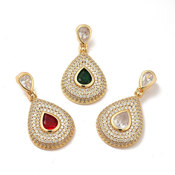 

PandaHall Brass Micro Pave Cubic Zirconia Pendants, Long-Lasting Plated, Real 18K Gold Plated, Teardrop, Mixed Color, 42mm, Hole: 8x4mm..., Multicolor