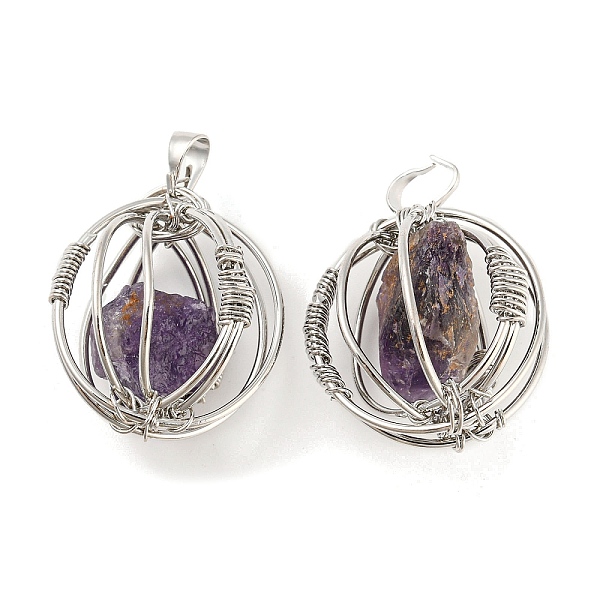 

PandaHall Natural Amethyst Pendants, Ball Charms with Rack Plating Platinum Plated Brass Findings, Lead Free & Cadmium Free...