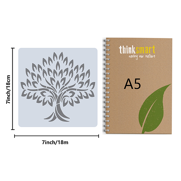 

PandaHall GORGECRAFT 7 x 7" Tree of Life Templates Tree Root Stencil Branch Stencils Reusable Leaves Drawing Template Natural Plants Plastic...