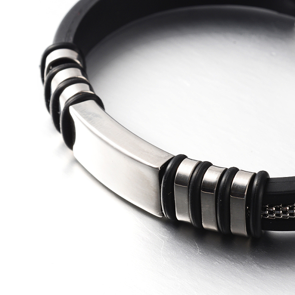 

PandaHall Leather Bracelets, with 304 Stainless Steel Findings and Clasps, Stainless Steel Color, Black, 210x9mm Leather Black