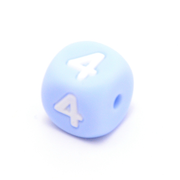 

PandaHall Silicone Beads, for Bracelet or Necklace Making, Arabic Numerals Style, Light Sky Blue Cube, Num.4, 10x10x10mm, Hole: 2mm Silicone...