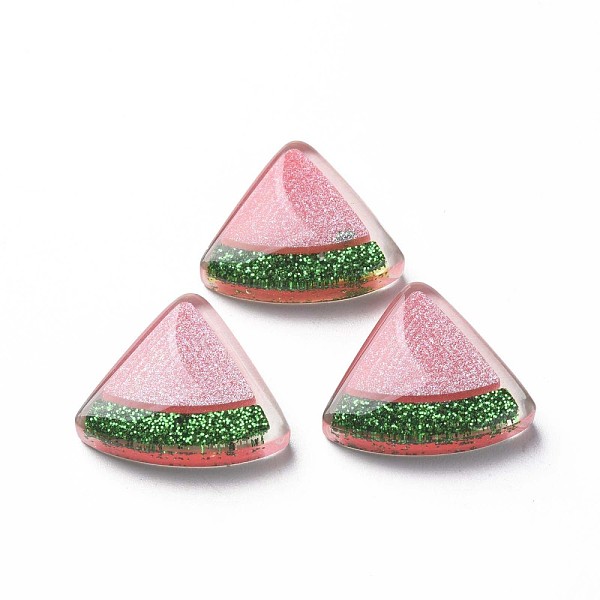 

PandaHall Transparent Epoxy Resin Cabochons, with Glitter Powder, Watermelon, Indian Red, 20x22.5x6mm Epoxy Resin Fruit