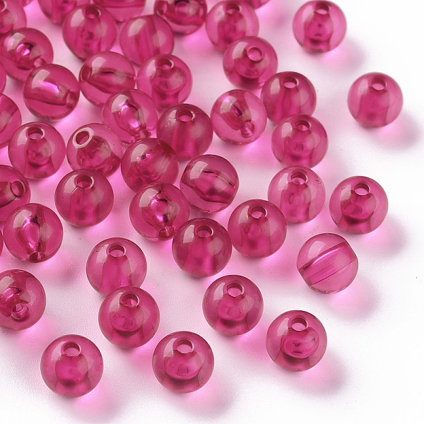 

PandaHall Transparent Acrylic Beads, Round, Fuchsia, 8x7mm, Hole: 2mm Acrylic Round Pink