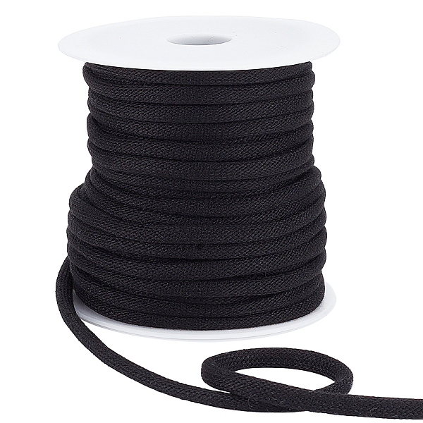

PandaHall BENECREAT 20 Yards Round Polyester Cords, with 1Pc Plastic Spool, for Garment Accessories, Black, 6mm Polyester Black
