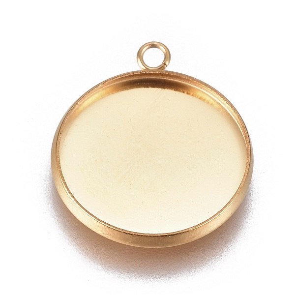 

PandaHall Ion Plating(IP) 304 Stainless Steel Pendant Cabochon Settings, Plain Edge Bezel Cups, Flat Round, Golden, Tray: 16mm...