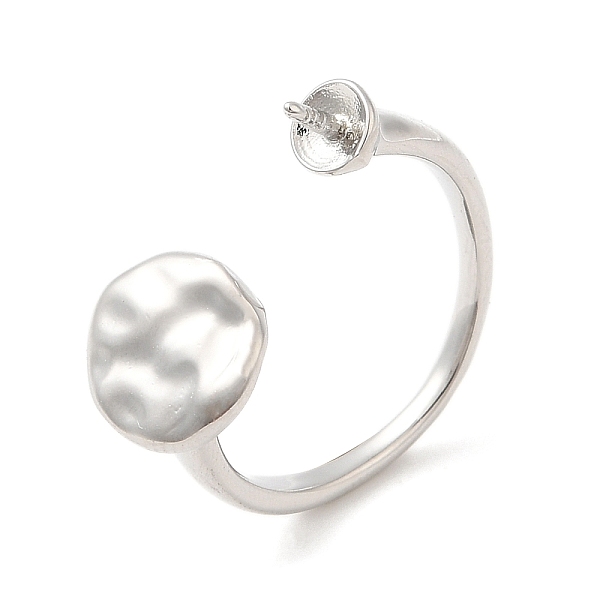 

PandaHall Brass Open Cuff Ring Components, Ring Settings, For Half-drilled Beads, Flat Round, Flat Round, US Size 5 3/4(16.3mm), Pin: 1mm...
