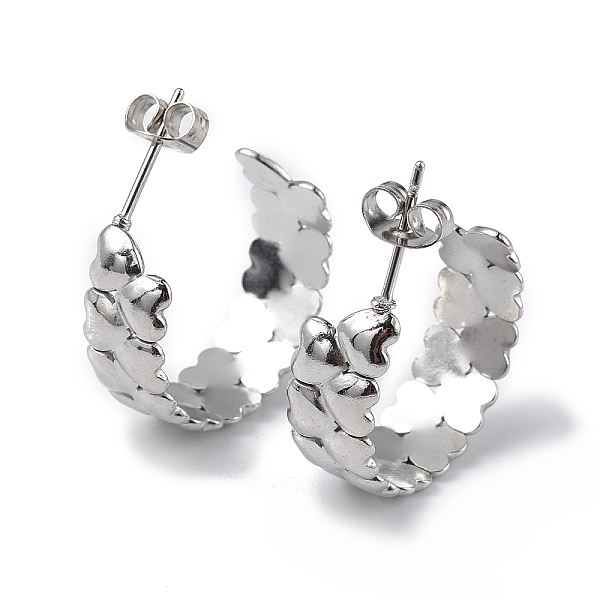 PandaHall 304 Stainless Steel Heart Wrap Stud Earrings, Half Hoop Earrings for Women, Stainless Steel Color, 21.5x7.5x21mm, Pin: 0.7mm 304...