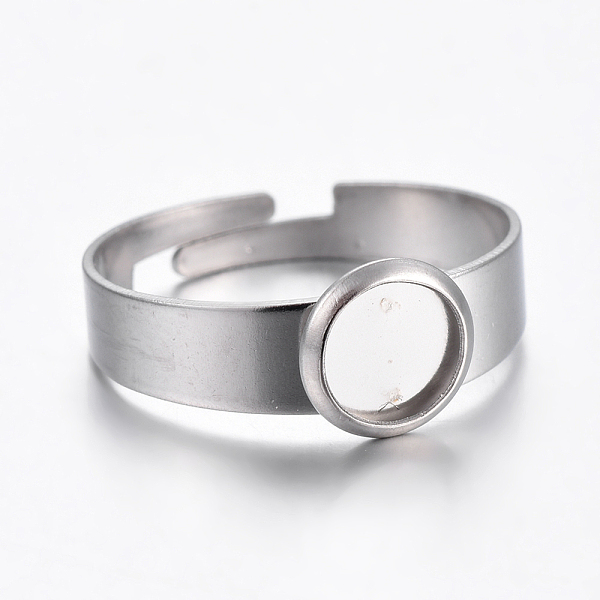 

PandaHall Adjustable 304 Stainless Steel Finger Rings Components, Pad Ring Base Findings, Flat Round, Stainless Steel Color, Size 7, 17~18mm...