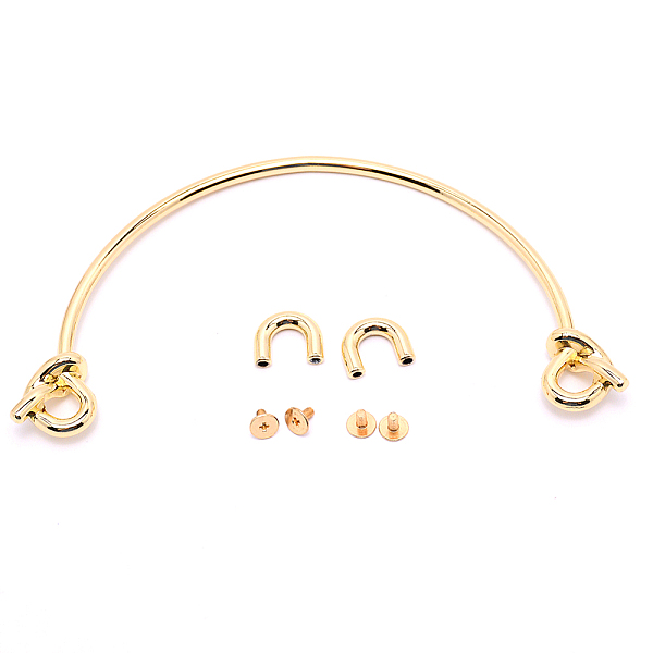 

PandaHall Alloy Handles Replacement, with Screws, for Handmade Bag Handbags Purse Handles, Light Gold, 93x157x12.5mm Alloy