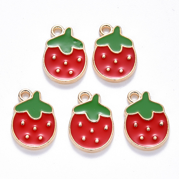 

PandaHall Alloy Enamel Pendants, Strawberry, Light Gold, Red, 16.5x11.5x2mm, Hole: 1.6mm Alloy+Enamel Fruit Red