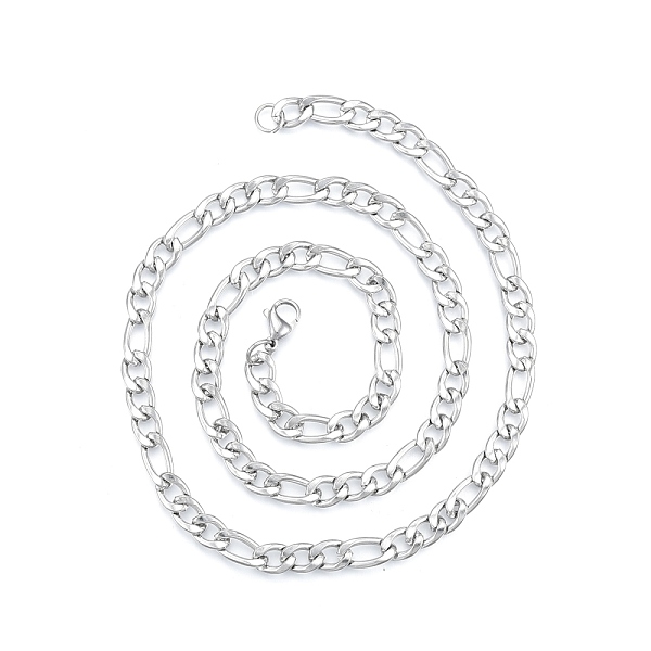

PandaHall Men's 201 Stainless Steel Figaro Chains Necklace, Stainless Steel Color, 23.62 inch(60cm), Wide: 7mm 201 Stainless Steel