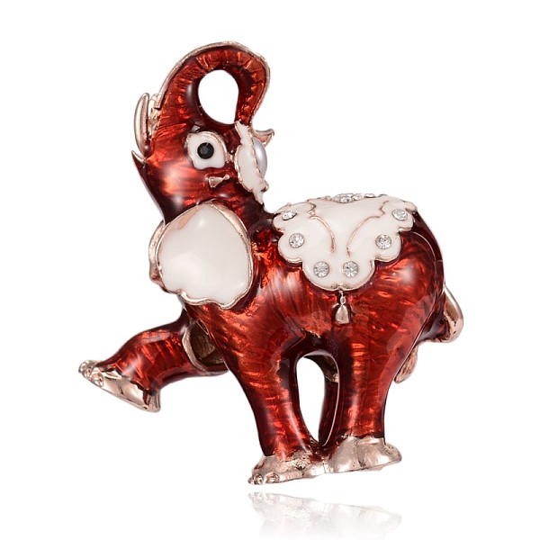 

PandaHall Rose Gold Plated Alloy Enamel Rhinestone Big Pendants, 3D Elephant, FireBrick, 60x55x30mm, Hole: 8mm Alloy Rhinestone+Enamel..., Red
