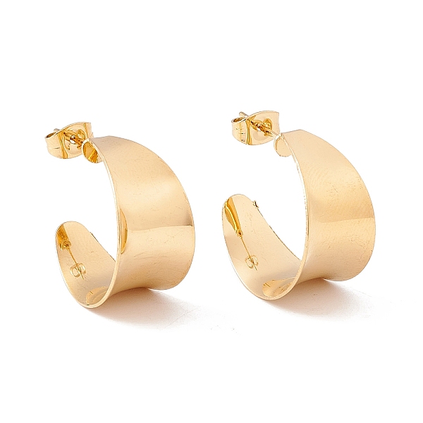 

PandaHall Ion Plating(IP) 304 Stainless Steel Chunky C-shape Stud Earrings, Half Hoop Earrings for Women, Golden, 21x11.5mm, Pin: 0.7mm 304...