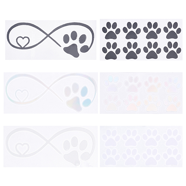 PandaHall SUPERFINDINGS Waterproof PET Decoration Sticker, for Window or Stairway Home Decoration, Dog Paw Print, Mixed Color, 14~18x7.7~8cm...