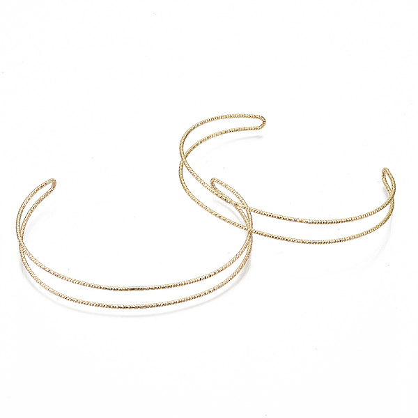 

PandaHall Brass Cuff Bangles Making, Textured, Nickel FreeFree, Real 18K Gold Plated, Inner Diameter: 2-3/8 inch(6cm) Brass