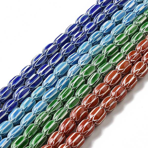

PandaHall Handmade Lampwork Beads Strands, Column, Random Color, 11.5~12.5x7~9mm, Hole: 1.5mm, about 46pcs/strand, 24.41''(62cm) Lampwork..., Multicolor