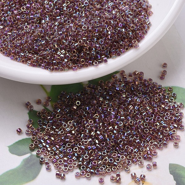 

PandaHall MIYUKI Delica Beads, Cylinder, Japanese Seed Beads, 11/0, (DB0091) Cranberry Lined Light Topaz AB, 1.3x1.6mm, Hole: 0.8mm, about..., Purple
