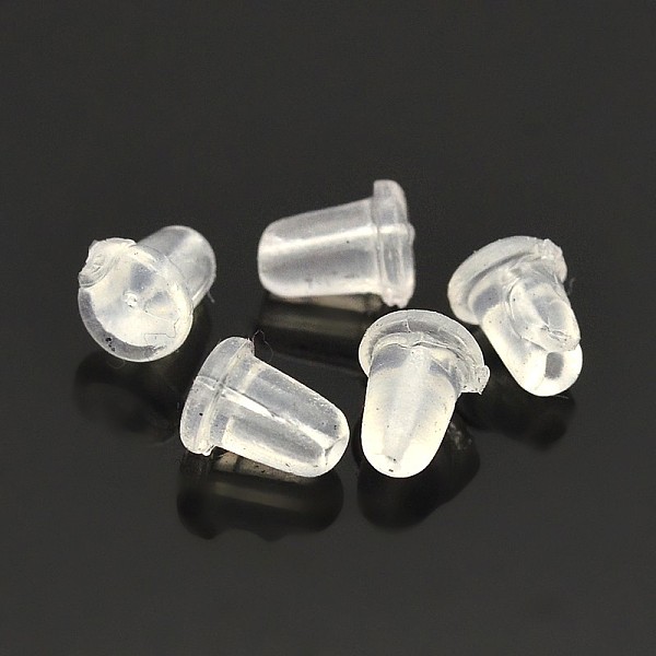 

PandaHall Clear Plastic Ear Nuts, Earring Backs, 4x6mm, Hole: 0.5mm, about 9000pcs/bag Plastic