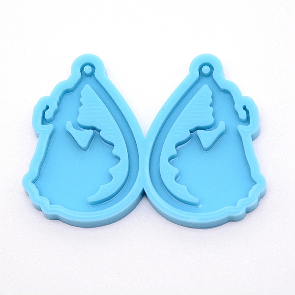 PandaHall Teardrop with Lady Silicone Pendant Molds, Resin Casting Molds, For UV Resin, Epoxy Resin Jewelry Making, Blue, 41x55.6x5mm...