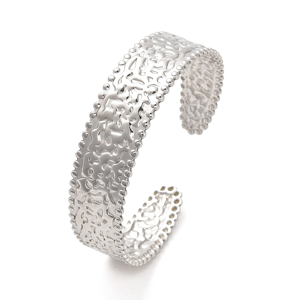 

PandaHall 304 Stainless Steel Textured Flat Cuff Bangles, Stainless Steel Color, Inner Diameter: 2-1/4 inch(5.55cm) 304 Stainless Steel...