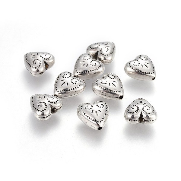 

PandaHall CCB Plastic Beads, Heart, Antique Silver, 11x11x6mm, Hole: 1.6mm Plastic Heart