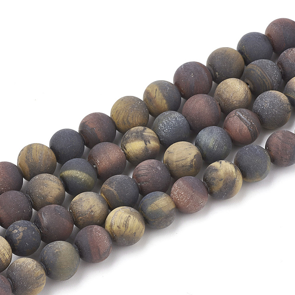

PandaHall Natural Tiger Eye Beads Strands, Frosted, Grade AB+, Round, 8mm, Hole: 1mm, about 47pcs/strand, 15.5 inch Tiger Eye Round