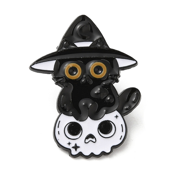 

PandaHall Cat with Hat & Skull Enamel Pin, Alloy Brooch for Backpack Clothes, Electrophoresis Black, 32.5x24x1.5mm Alloy+Enamel Cat Shape
