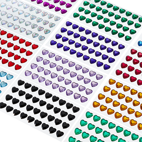 PandaHall AHADERMAKER 20 Sheets 20 Colors Transparent Acrylic Rhinestone Stickers, Crystal Gems Stickers for DIY Nail Art, Car, Mobile Phone...