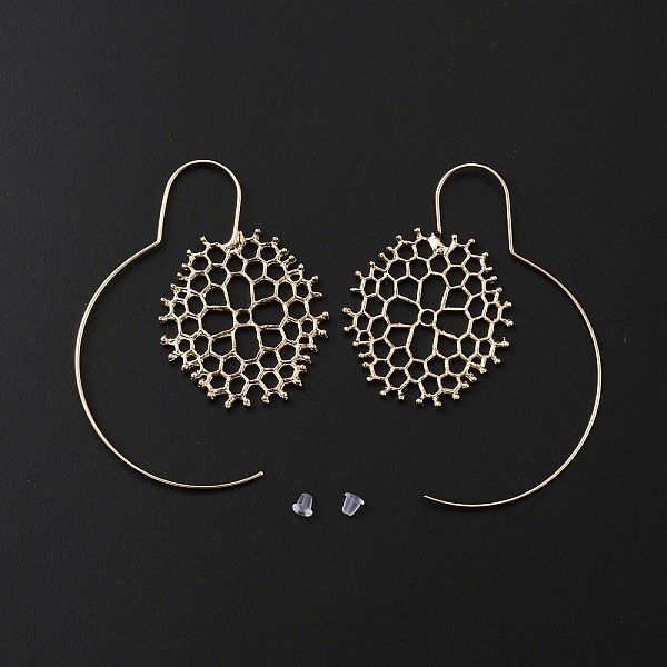 

PandaHall Alloy Beehive Dangle Stud Earrings with Stainless Steel Pins, Vortex Big Earrings for Women, Light Gold, 68x33x2.5mm, Pin: 0.8mm...