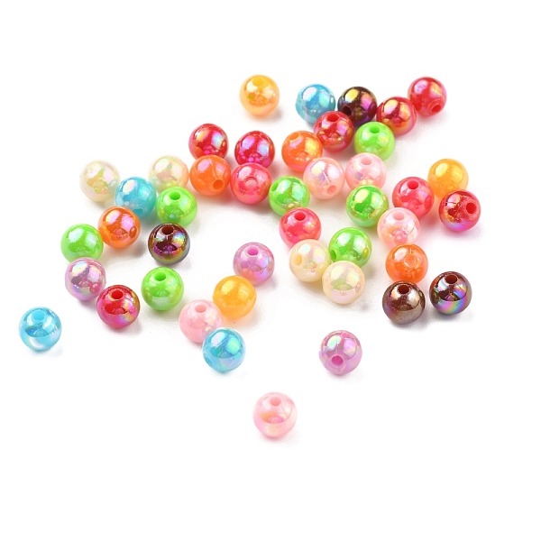 

PandaHall Opaque Acrylic Beads, for Name Bracelets & Jewelry Making, AB Color, Round, Mixed Color, Size: about 6mm in diameter, hole: 1mm..., Multicolor