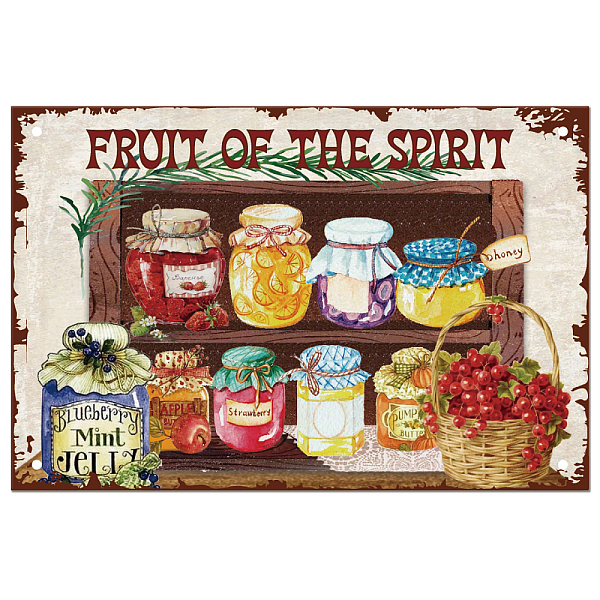 

PandaHall SUPERDANT Vintage Canned Fruit Storage Metal Tin Sign "Fruit of the Spirit" Vintage Funny Wall Art Painting Metal Plaque Retro...