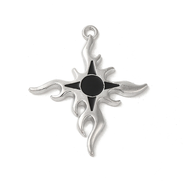 

PandaHall Alloy Enamel Big Pendants, Sun Charm, Platinum, 51.5x43.5x3.5mm, Hole: 2.5mm Alloy+Enamel Sun Black