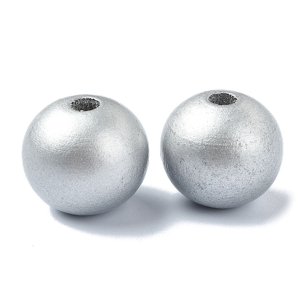 

PandaHall Wood Large Hole European Beads, Round, Silver, 19~20x18mm, Hole: 4.2mm Wood Round Silver