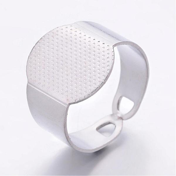 

PandaHall Cuff Pad Ring Bases, Brass, Platinum Color,Size: about 16mm inner diameter, 15mm wide, Tray: 15x11mm Brass