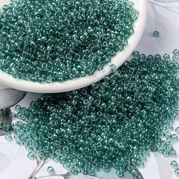 

PandaHall MIYUKI Round Rocailles Beads, Japanese Seed Beads, 8/0, (RR2445) Transparent Sea Foam Luster, 3mm, Hole: 1mm, about 422~455pcs/10g..., Cyan