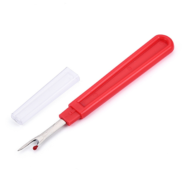 

PandaHall Plastic Handle Iron Seam Rippers, Platinum Metal Color, Red, 141x17x7mm Iron None Red