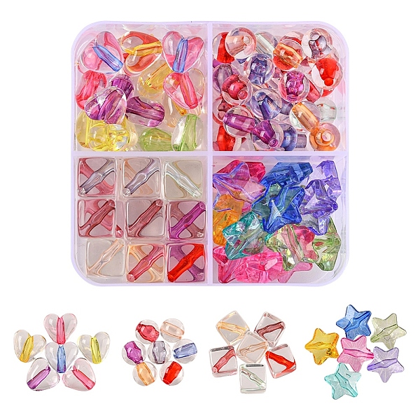 

PandaHall 91Pcs 4Style Transparent Acrylic Beads, Mixed Color, 8~13x8~14x7~13mm, Hole: 1.5~2mm Acrylic Mixed Shapes Multicolor