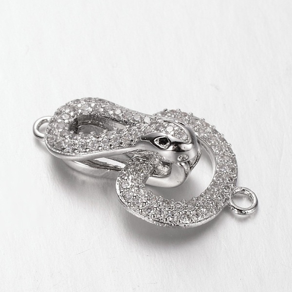 

PandaHall Snake Brass Micro Pave Cubic Zirconia Links, Platinum, 28mm, Hole: 2mm Brass+Cubic Zirconia Snake