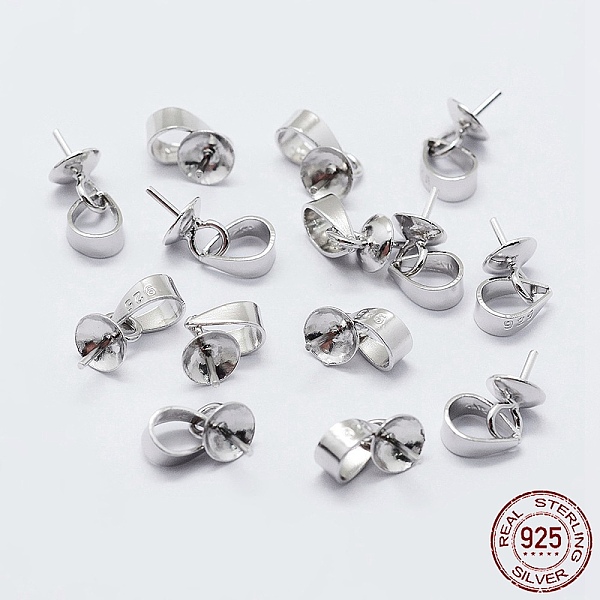 

PandaHall 925 Sterling Silver Cup Pearl Bail Pin Pendants, For Half Drilled Beads, with 925 Stamp, Silver, 6.5x6mm, Hole: 3x4mm, Pin: 0.7mm...